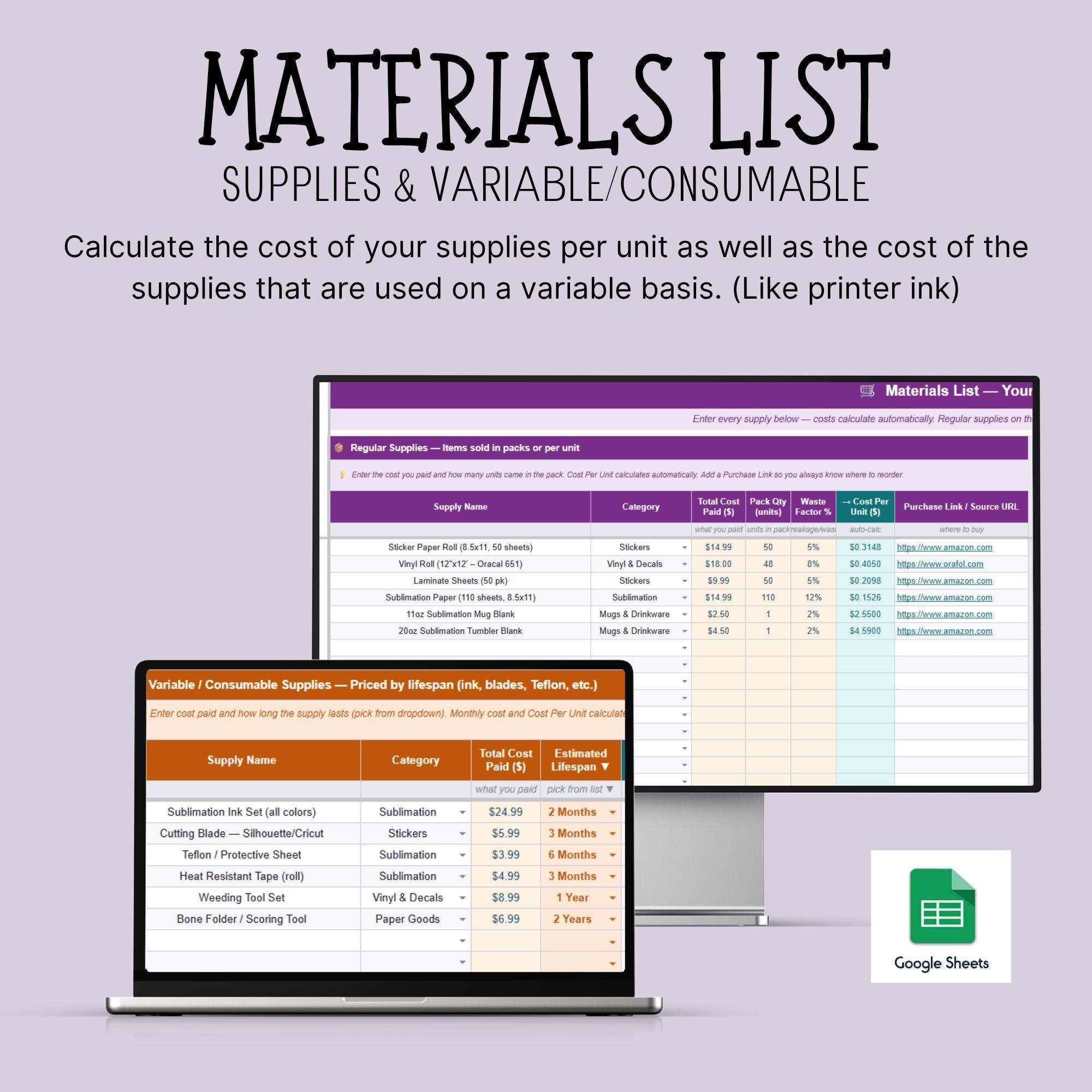 Craft Business Pricing Spreadsheet | Google Sheets Calculator (Digital Download)
