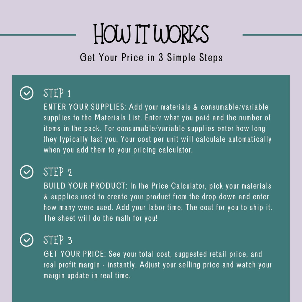 Craft Business Pricing Spreadsheet | Google Sheets Calculator (Digital Download)